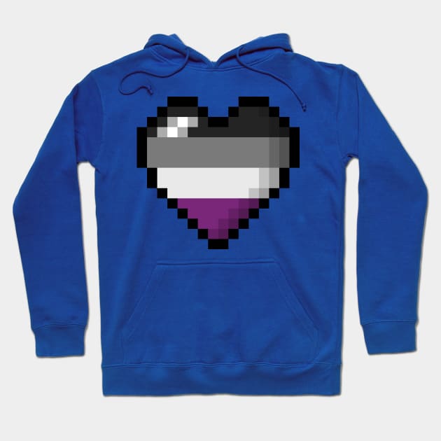 Large Pixel Heart Design in Asexual Pride Flag Colors Hoodie by LiveLoudGraphics